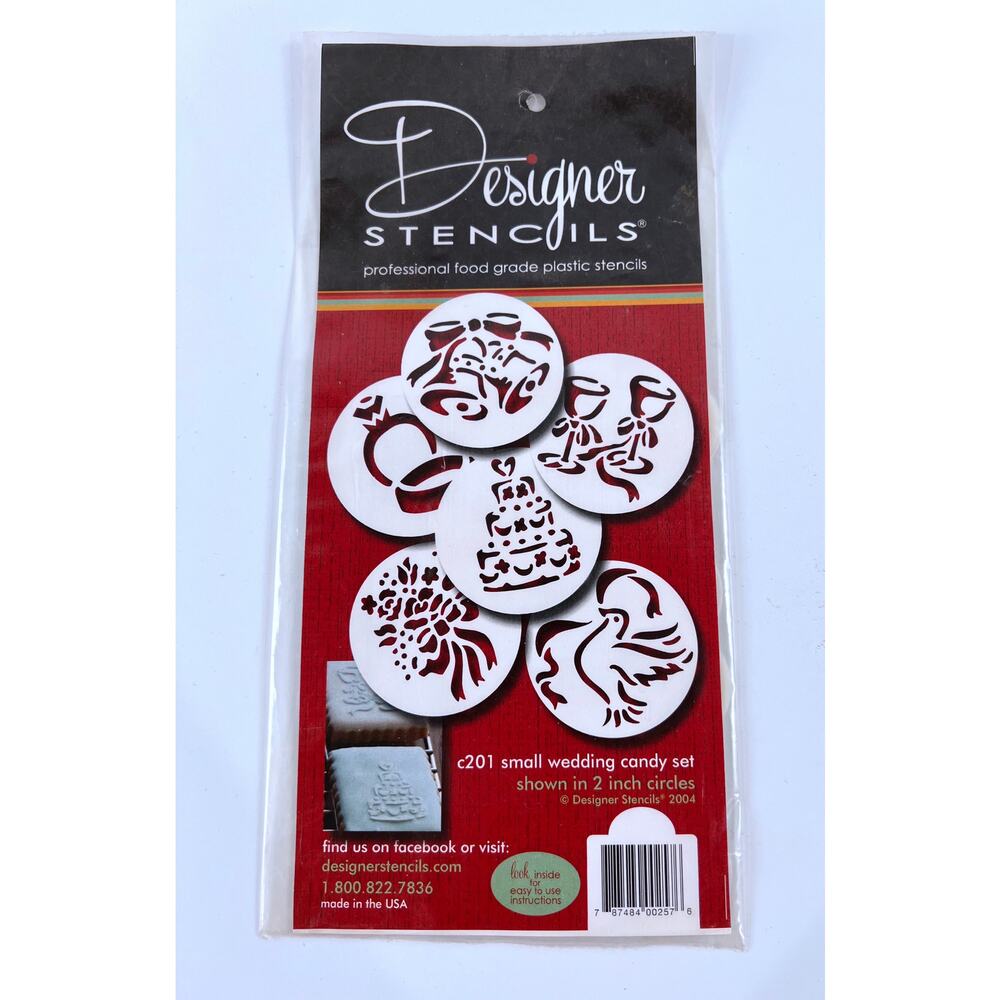 Designer Stencils C201 Small Wedding Candy Stencil Set 2" Food Grade Cake Cookie